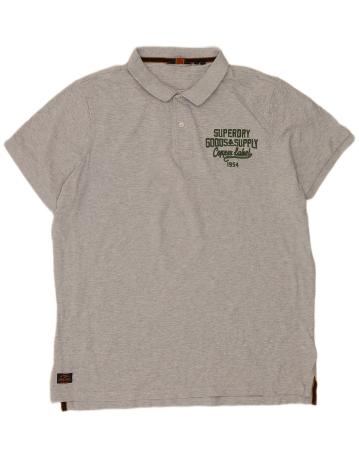 Camisa polo masculina SUPERDRY 3XL algodão cinza