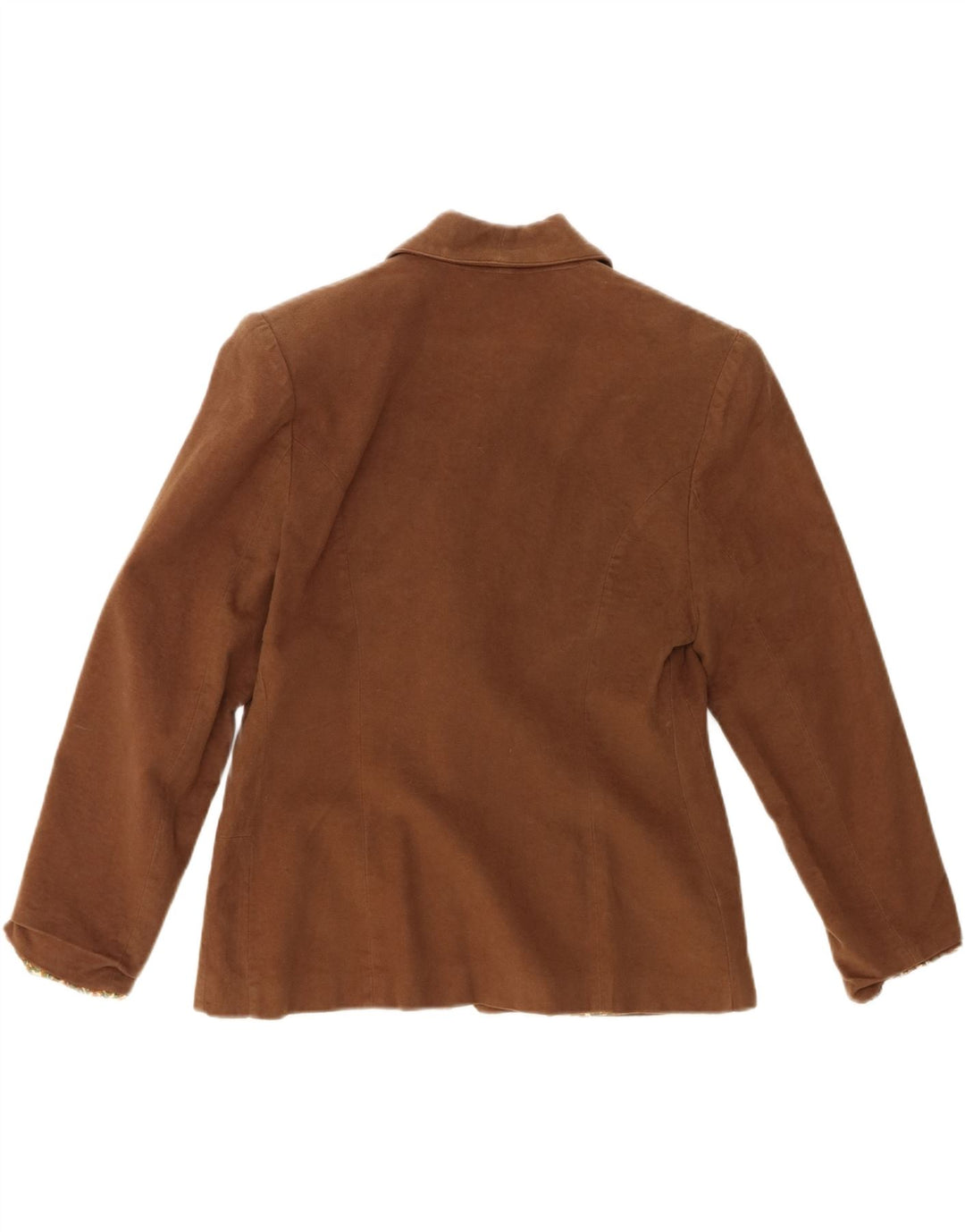 Jaqueta blazer feminina vintage com 2 botões Reino Unido 10 algodão marrom pequeno