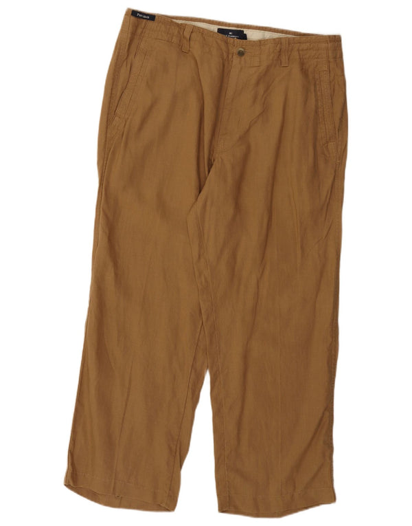 Calça chino reta masculina Marks & Spencer Blue Harbor W36 L26 marrom