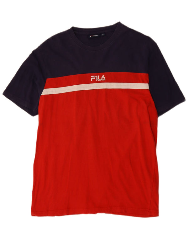 Camiseta masculina Fila Graphic Top médio vermelho algodão colorblock