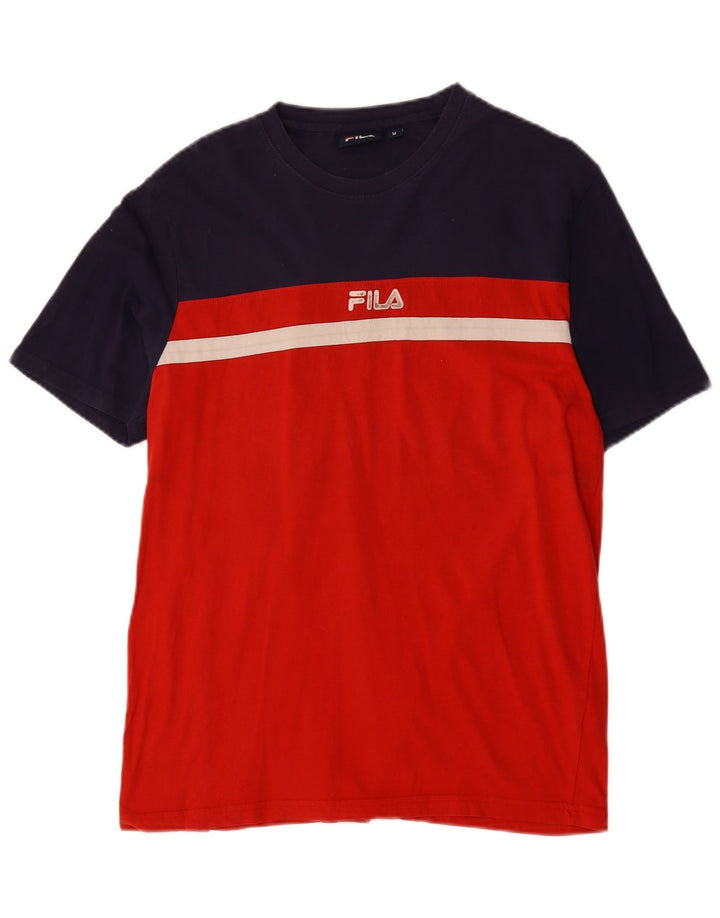 Camiseta masculina Fila Graphic Top médio vermelho algodão colorblock