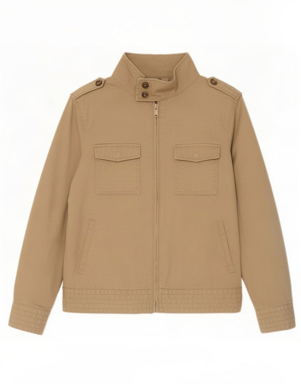 Jaqueta militar masculina Zara UK 40 grande algodão bege