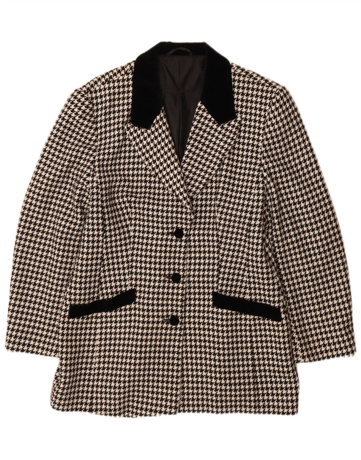 Jaqueta blazer feminina vintage com 3 botões EU 44 XL preto Houndstooth