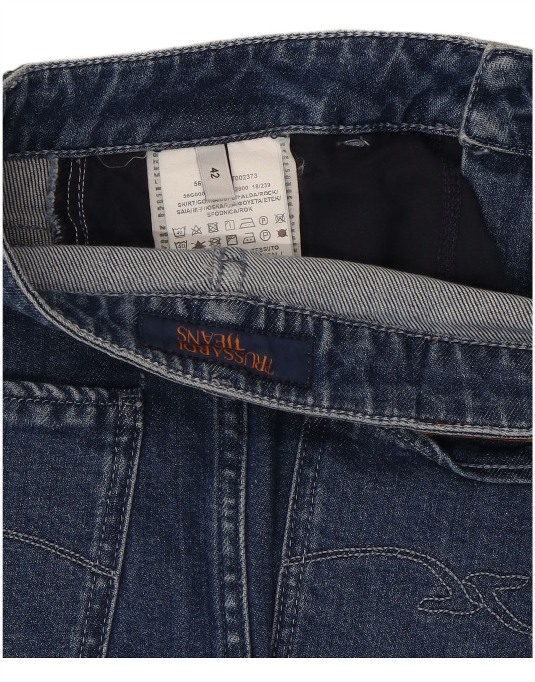 Saia jeans feminina TRUSSARDI IT 42 médio W28 algodão azul