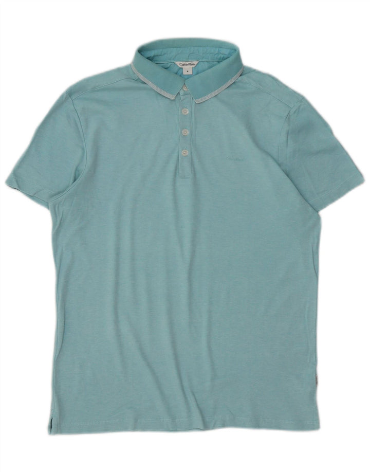 Camisa polo masculina CALVIN KLEIN pequena azul algodão