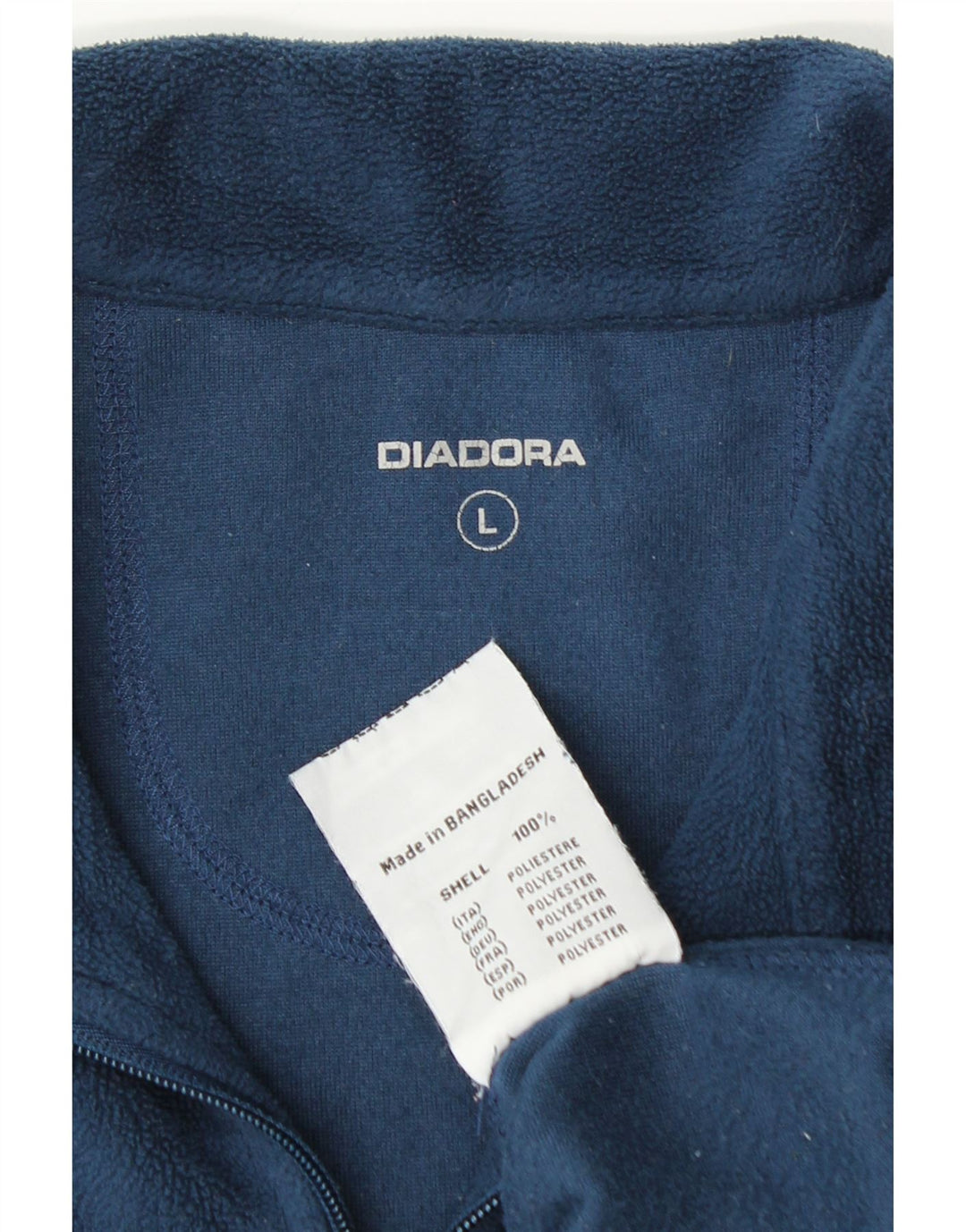 Diadora Mens Zip Neck Fleece Jumper Grande Poliéster Azul Marinho