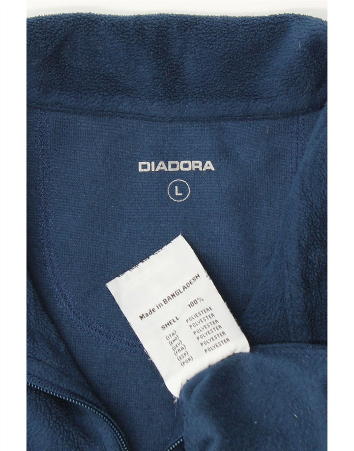 Diadora Mens Zip Neck Fleece Jumper Grande Poliéster Azul Marinho