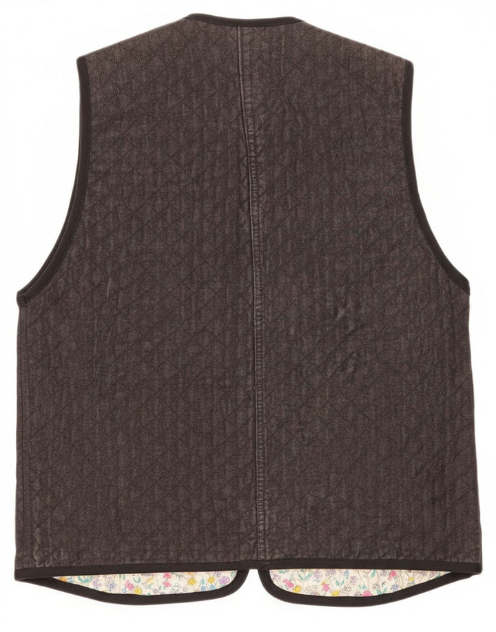 Colete feminino vintage UK 12 Paisley cinza médio