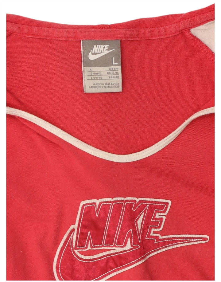 Top gráfico com capuz feminino NIKE manga comprida Reino Unido 14/16 grande bloco colorido vermelho