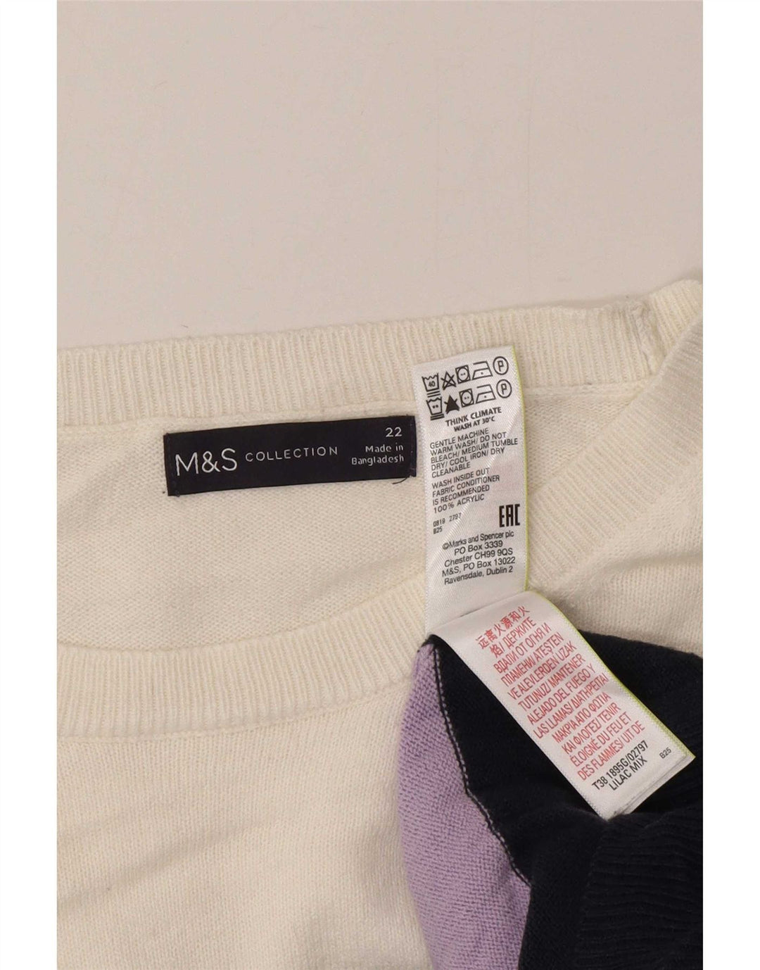 Suéter feminino Marks & Spencer com gola redonda Reino Unido 22 2XL multicolorido