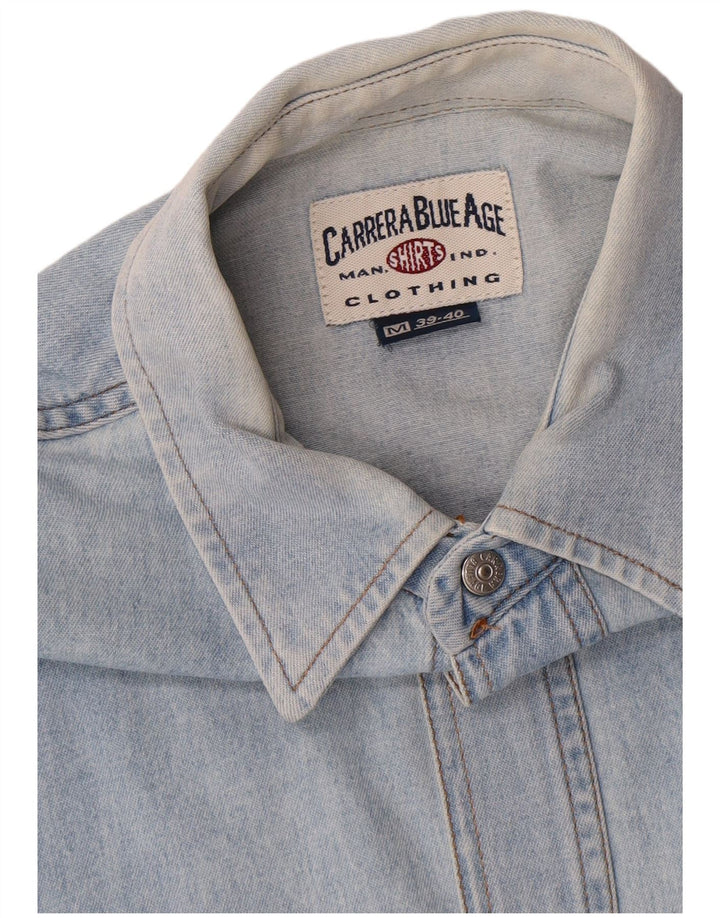 Camisa jeans masculina Carrera tamanho 39/40 algodão azul médio