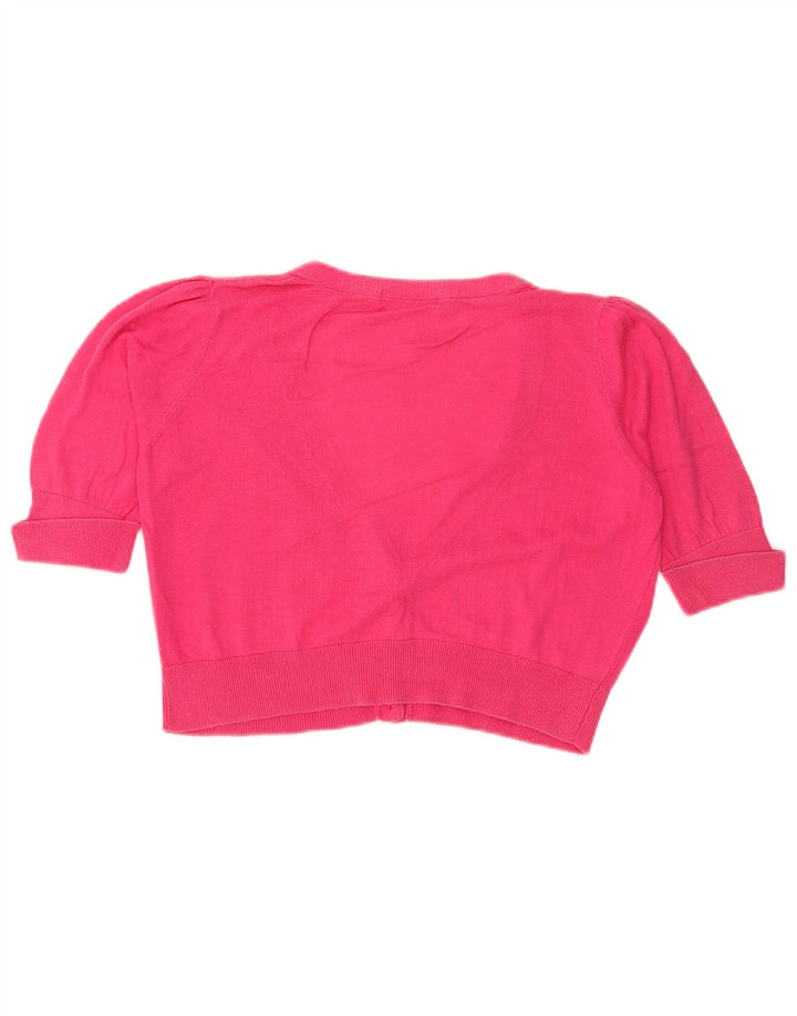 Suéter cardigã feminino de manga curta Marks & Spencer Reino Unido 14 rosa médio