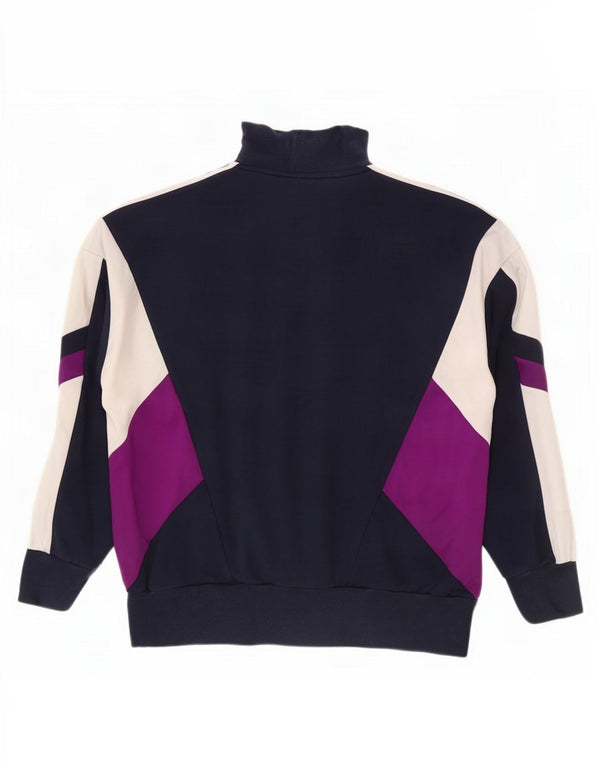 Adidas Womens Graphic Sweatshirt Jumper UK 16 Large Navy Blue Colourblock
