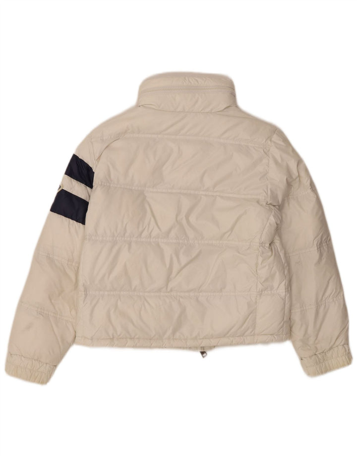 Jaqueta acolchoada gráfica Moncler para meninas 9-10 anos branco Colourblock poliamida