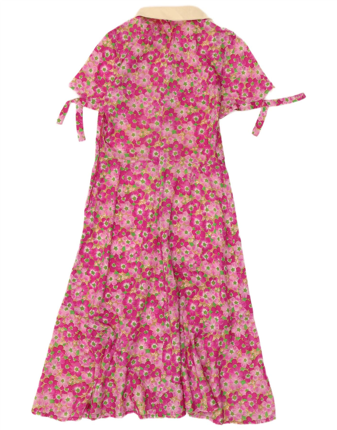 Vestido vintage feminino linha A UK 8 pequeno rosa floral