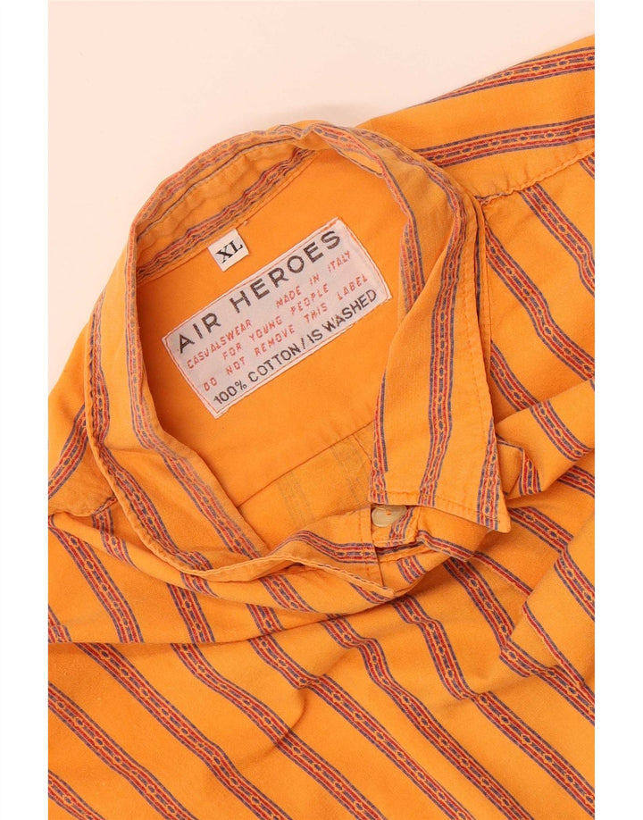 Camisa masculina vintage XL algodão listrado laranja
