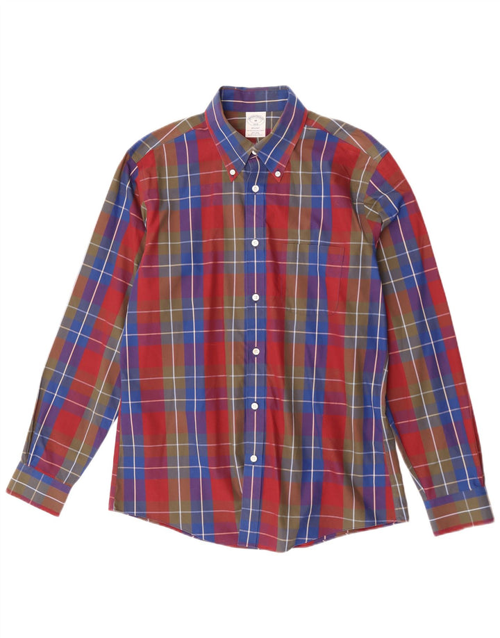Camisa masculina Brooks Brothers Regent média de algodão xadrez multicolorido