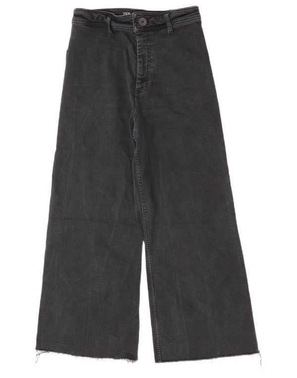 Zara Jeans feminino The Marine High Rise Straight EU 38 Pequeno W28 L24 Cinza