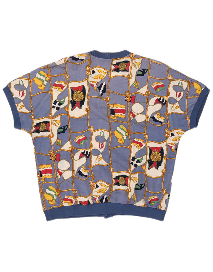 Cardigã feminino Ennedi com estampa abstrata de manga curta IT 46 grande azul