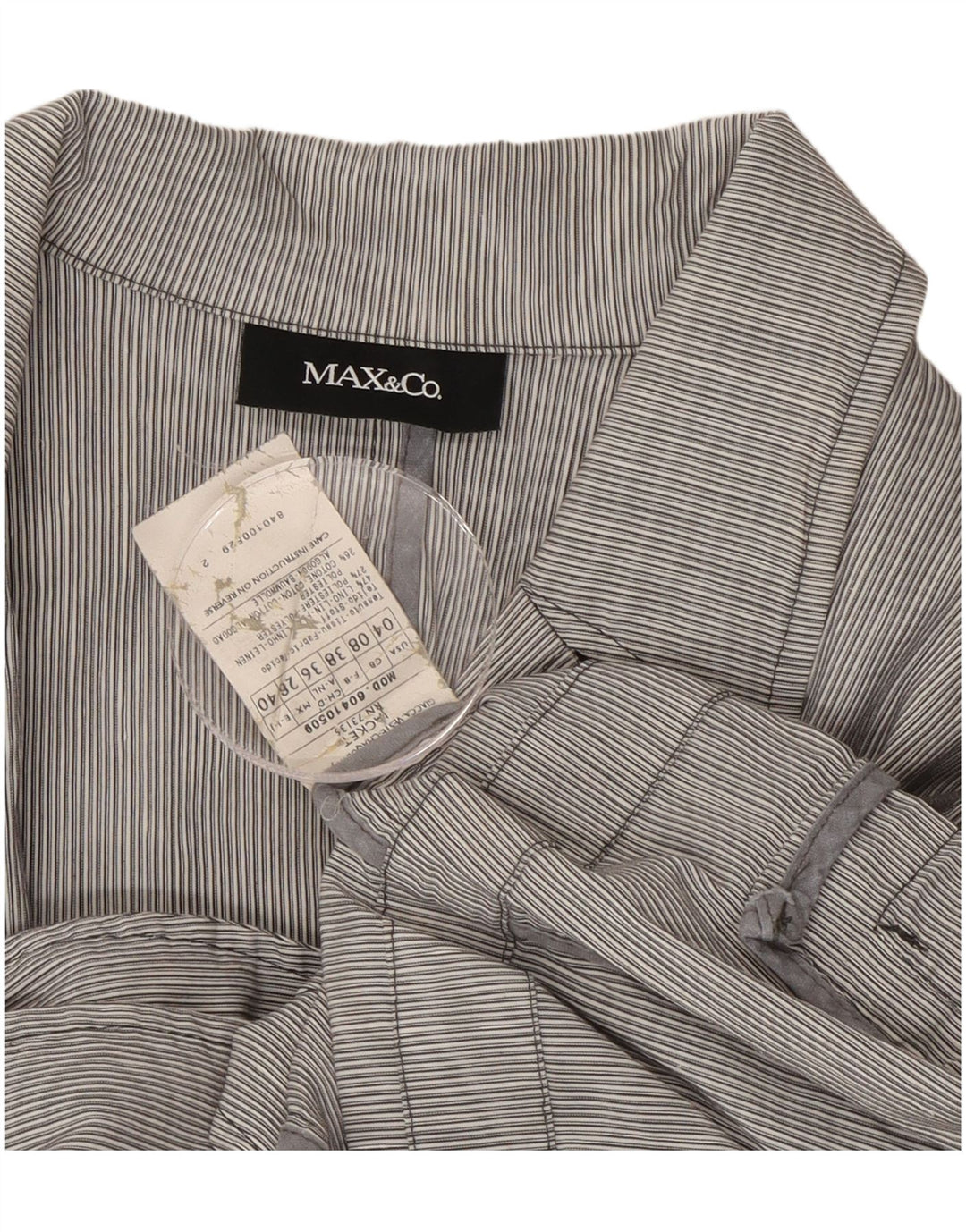 Jaqueta blazer feminina manga 3/4 da Max & Co. Reino Unido 8 riscas azuis pequenas