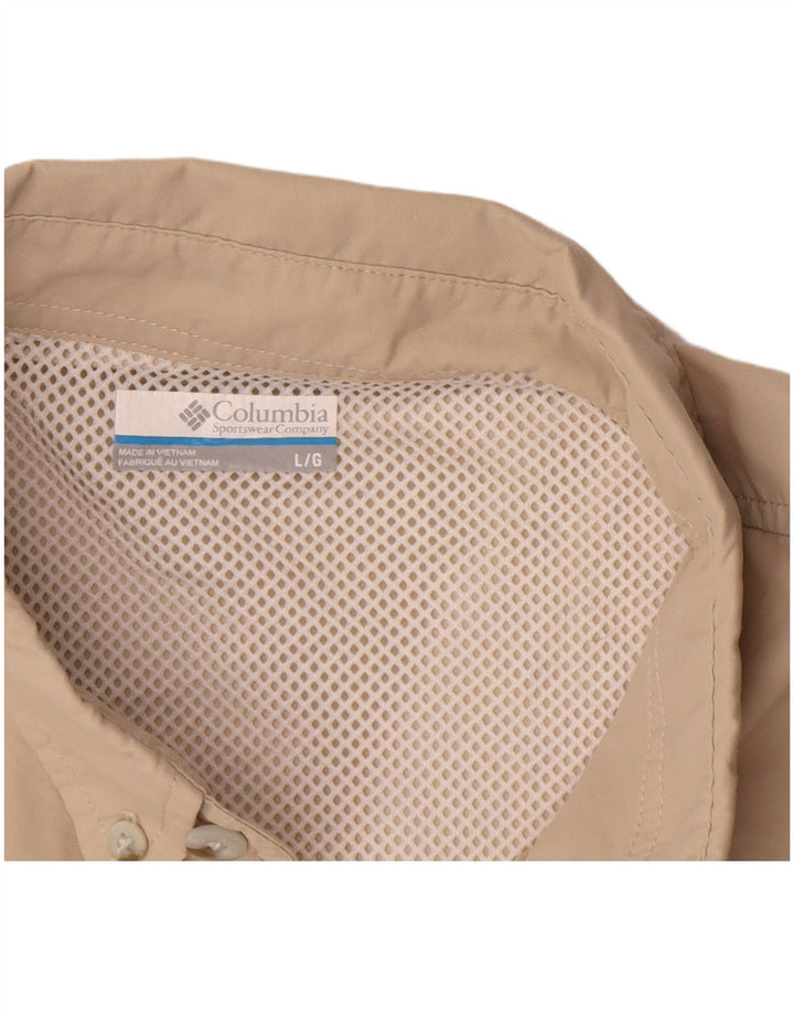 Camisa Columbia Masculina Grande Poliéster Bege