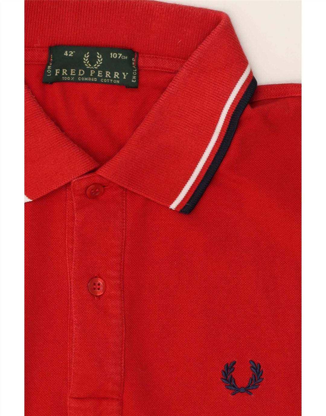 Camisa polo masculina Fred Perry de algodão listrado vermelho médio