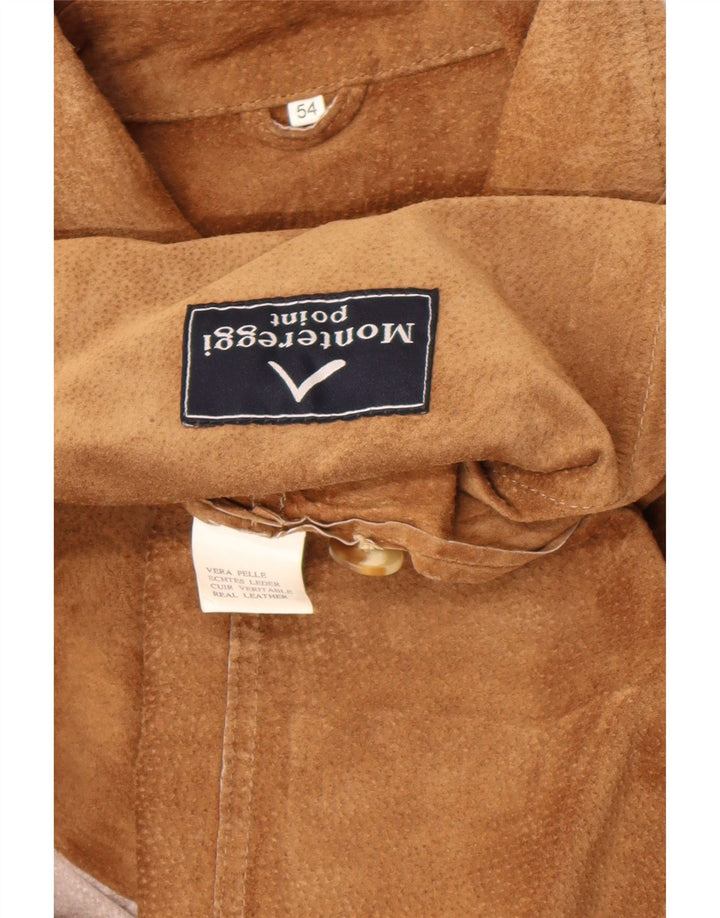 Jaqueta masculina de camurça Montereggi EU 54 2XL couro bege