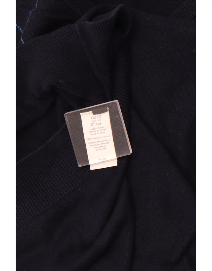 Regata masculina CHAPS colete XL azul marinho Argyle/algodão diamante