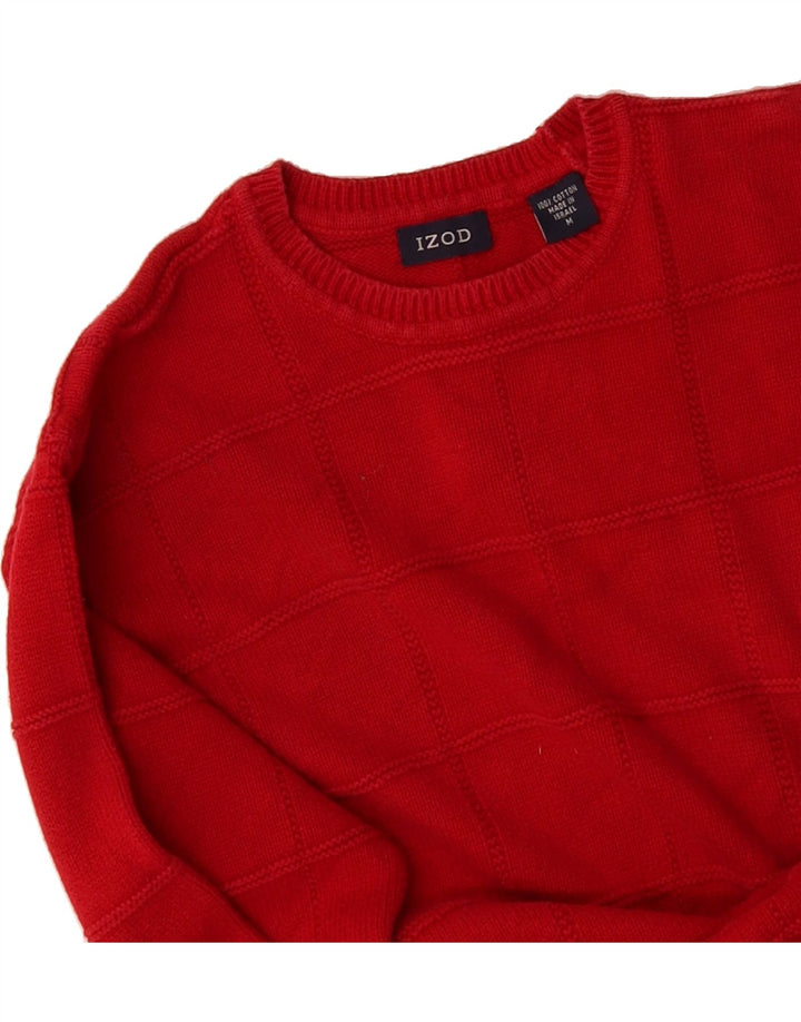IZOD Mens Crew Neck Jumper Sweater Medium Red Cotton Vintage Izod and Second-Hand Izod from Messina Hembry 