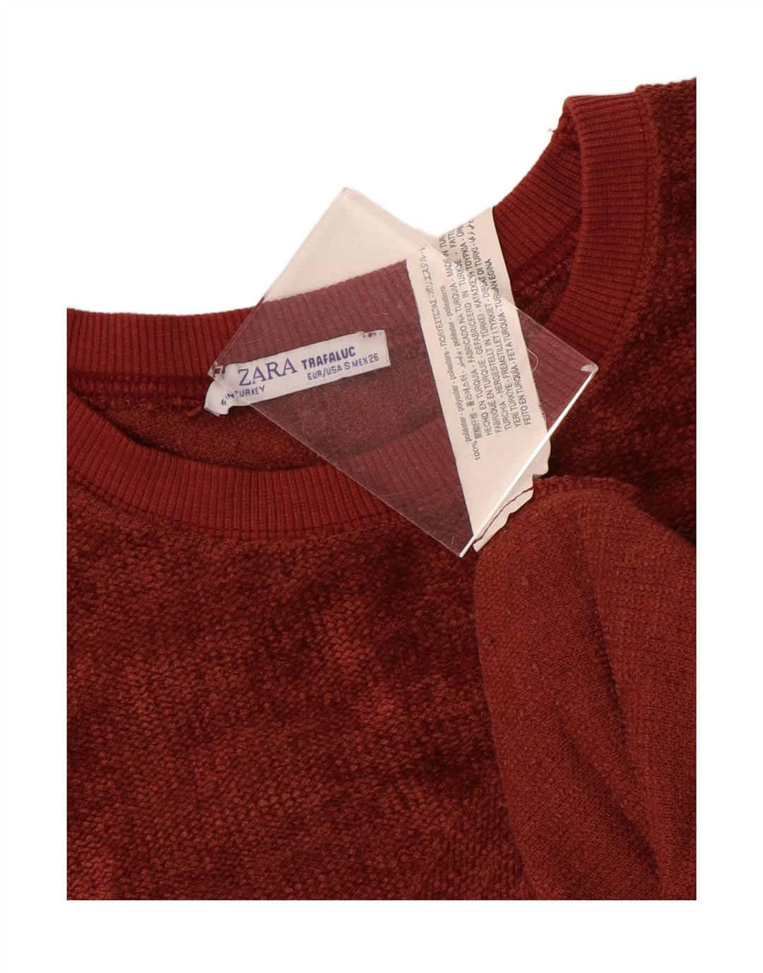 Zara Suéter feminino oversized com gola canoa Reino Unido 10 pequeno poliéster vermelho