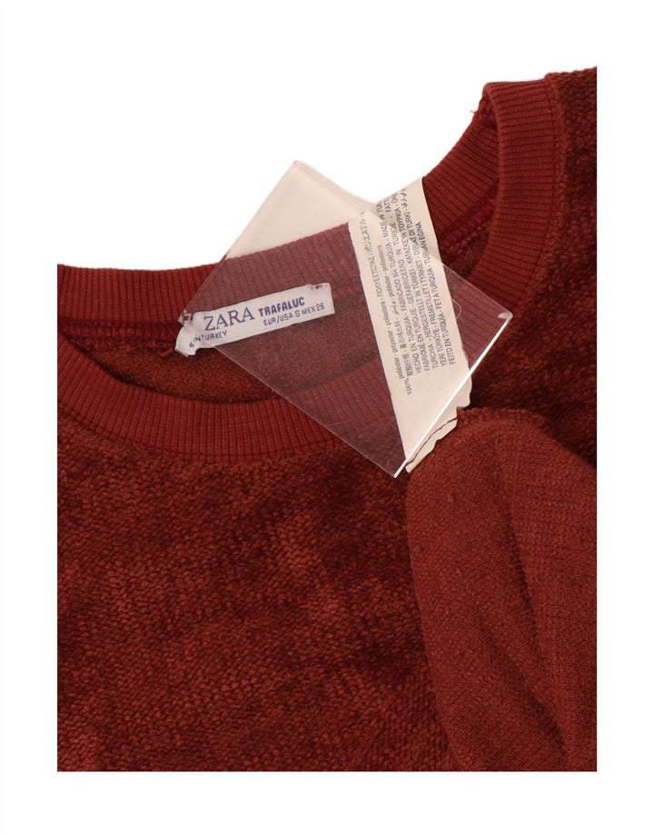 Zara Suéter feminino oversized com gola canoa Reino Unido 10 pequeno poliéster vermelho