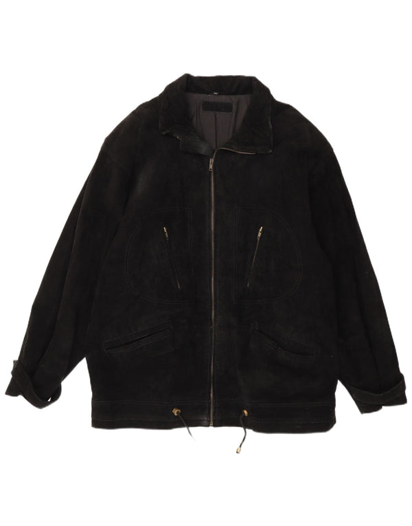 Jaqueta masculina vintage de camurça EU 52 XL couro preto
