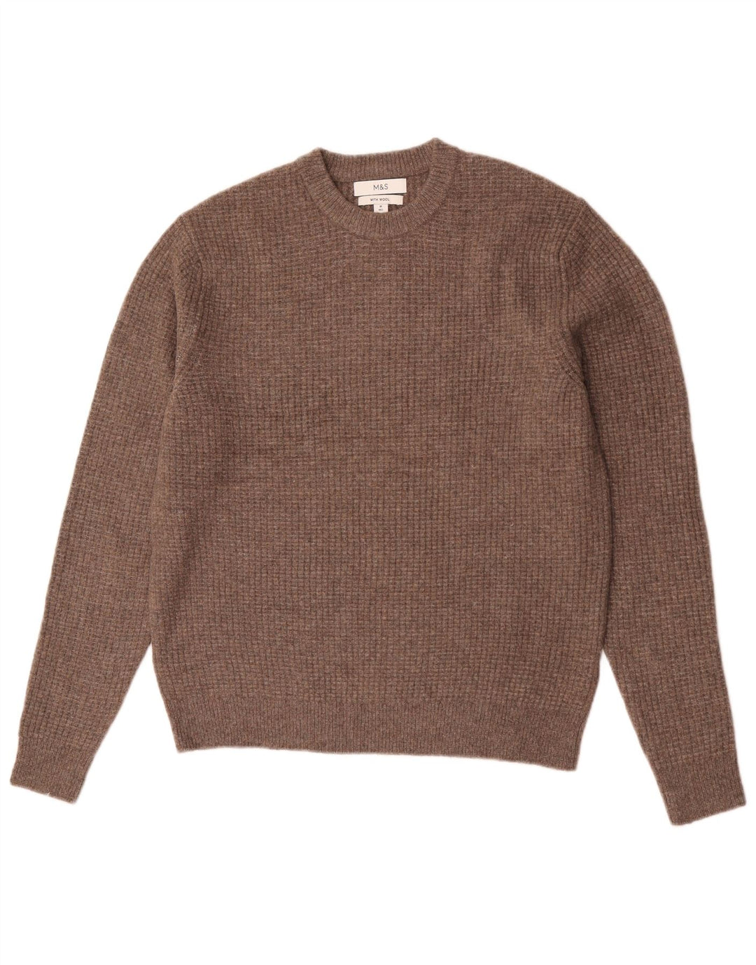 Suéter masculino Marks & Spencer com gola redonda e acrílico marrom médio