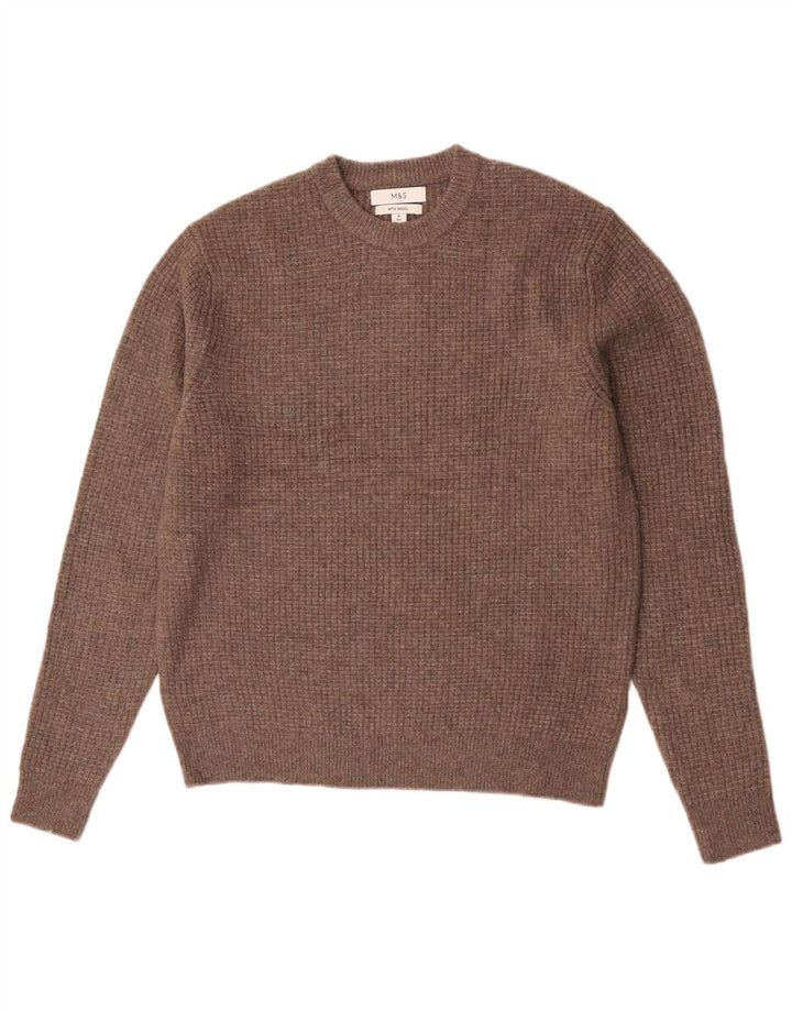 Suéter masculino Marks & Spencer com gola redonda e acrílico marrom médio