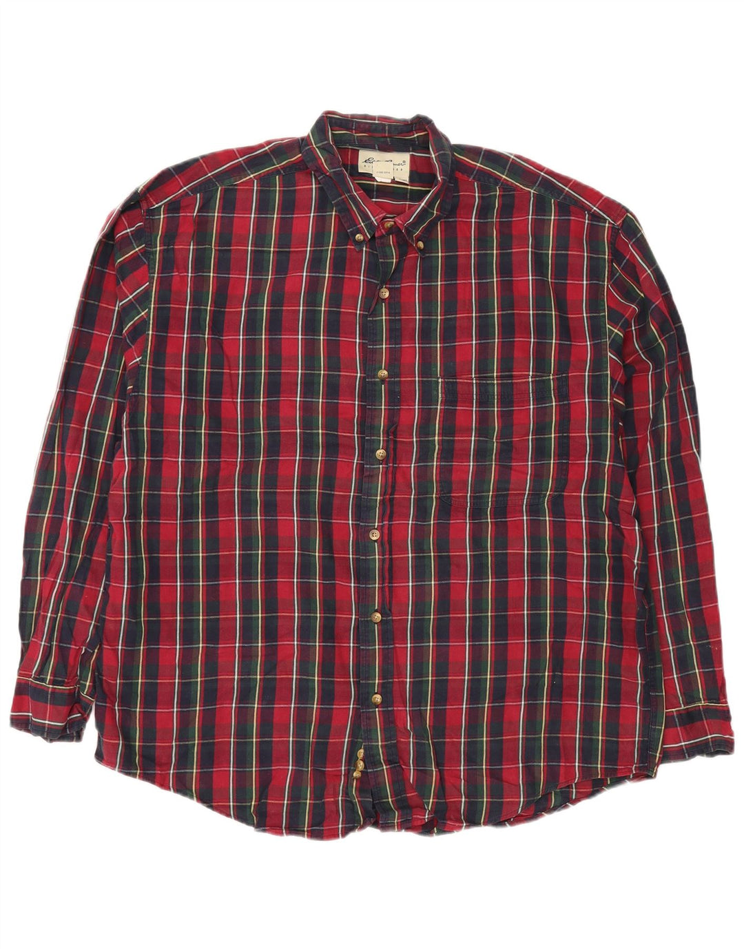 Camisa masculina de flanela EDDIE BAUER grande algodão xadrez vermelho