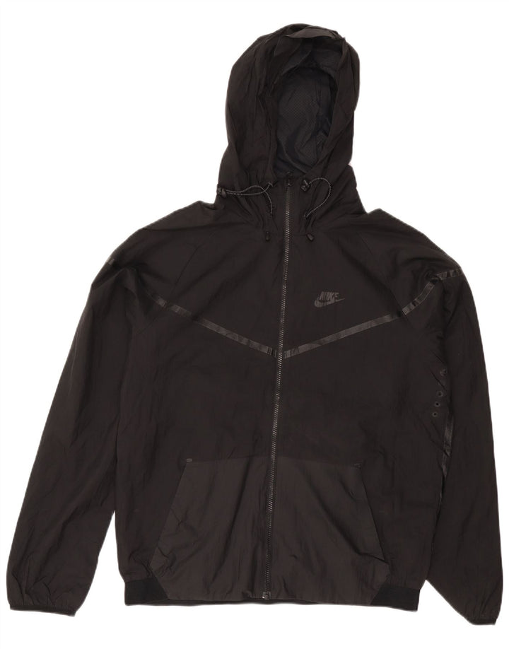 Nike masculino moletom com capuz jaqueta superior médio preto nylon