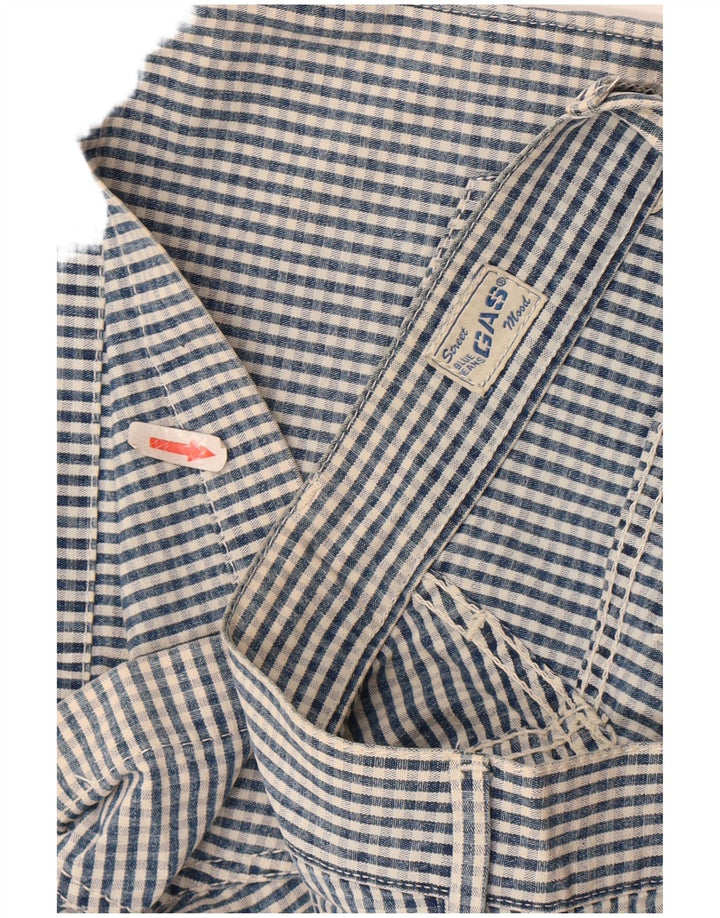 Shorts feminino casual Gas W28 algodão guingão azul médio