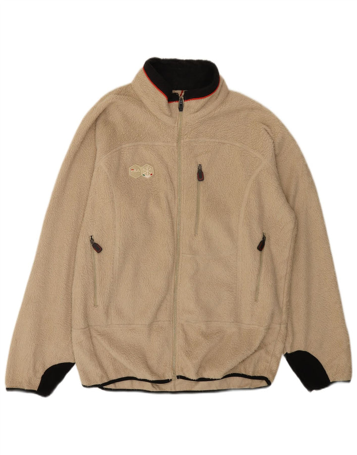 Fila Mens Fleece Jacket UK 40 Grande Poliéster Colourblock Bege