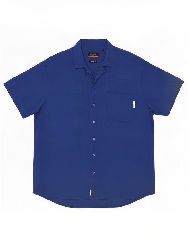 Camisa masculina Pierre Cardin manga curta regular fit XL azul viscose