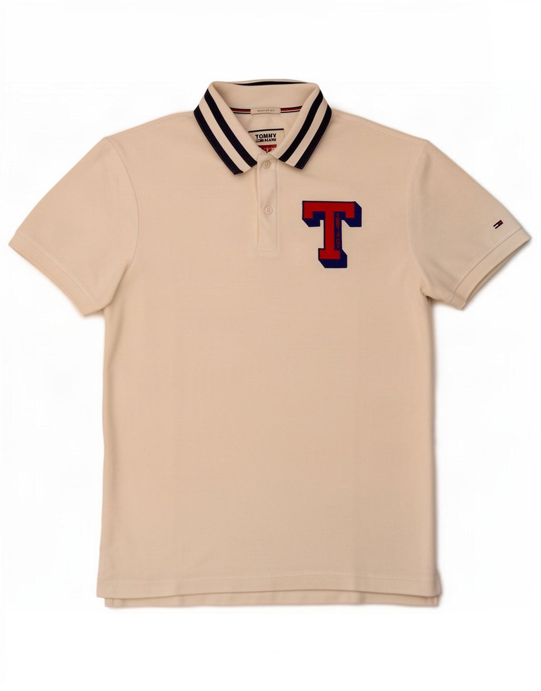 Camisa polo masculina Tommy Hilfiger Graphic Regular Fit média listrada branca