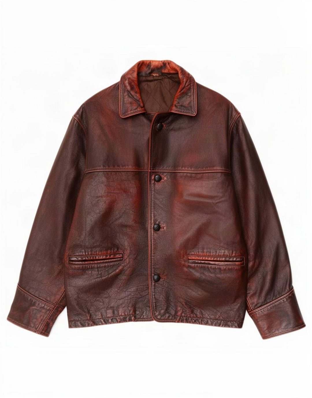 Jaqueta de couro masculina vintage IT 52 XL marrom
