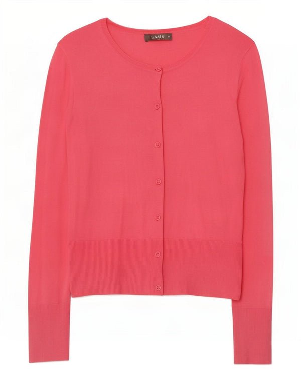 Suéter feminino Oasis Crop Cardigan UK 12 algodão rosa médio