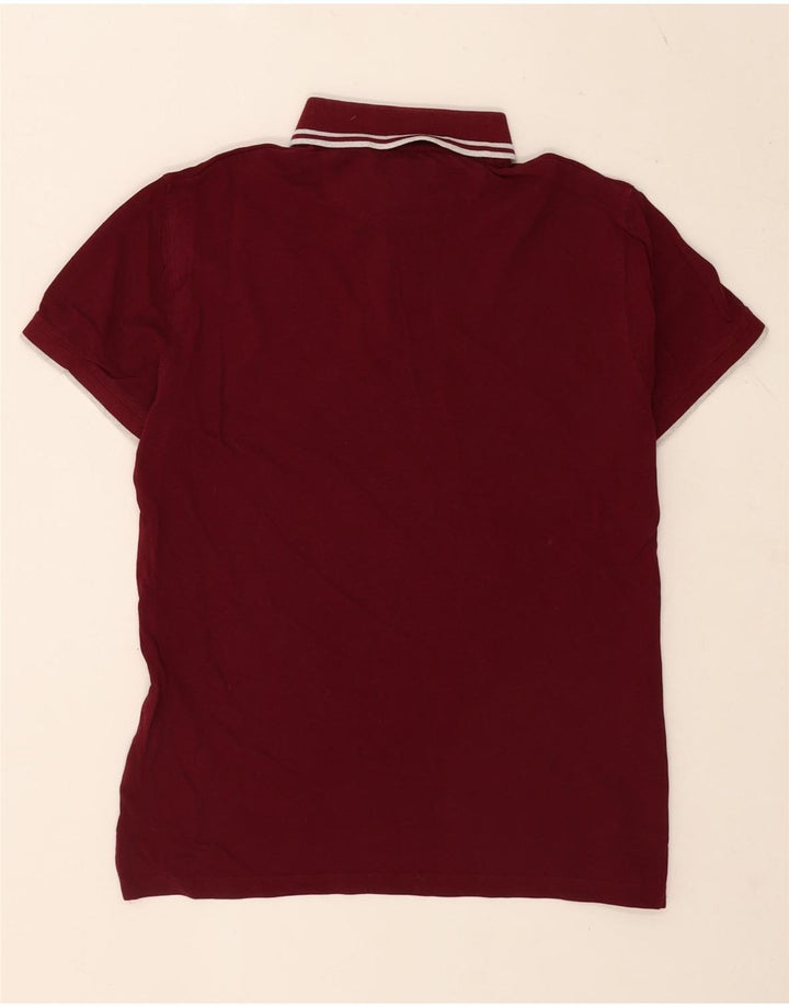 Camisa polo masculina Massimo Dutti, algodão listrado médio Borgonha