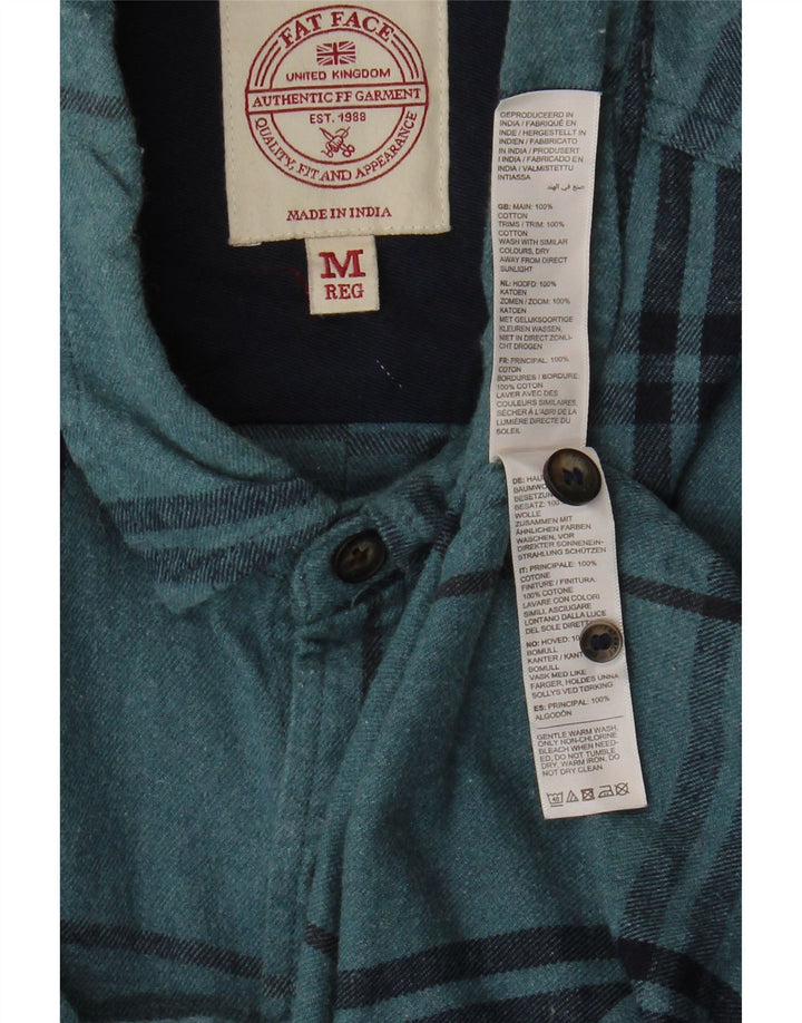 Camisa masculina de flanela Fat Face algodão xadrez azul médio