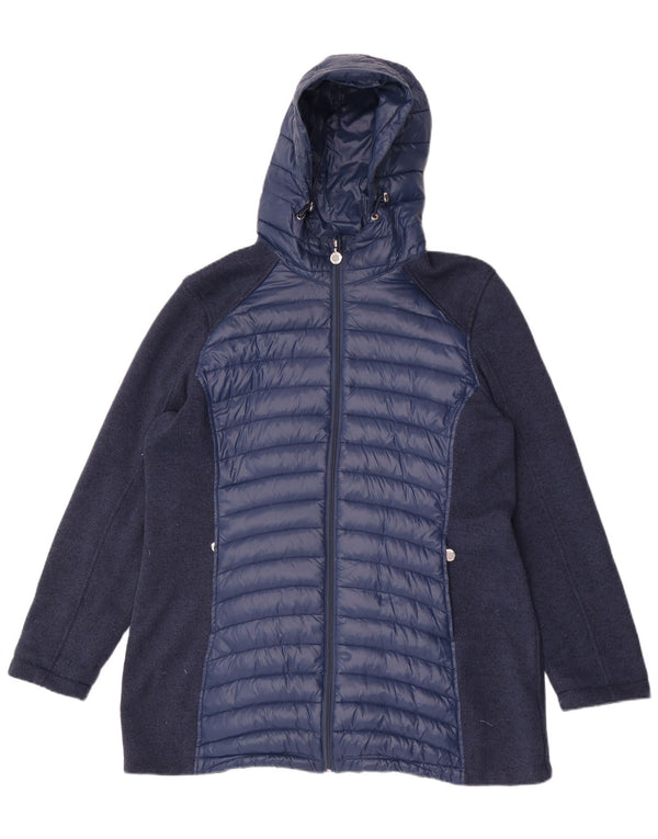Jaqueta feminina acolchoada com capuz CALVIN KLEIN UK 18 XL azul marinho colorblock