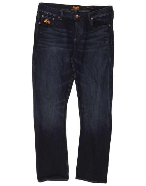 Superdry Mens Copperfill Loose Jeans W36 L32 Azul Marinho Algodão