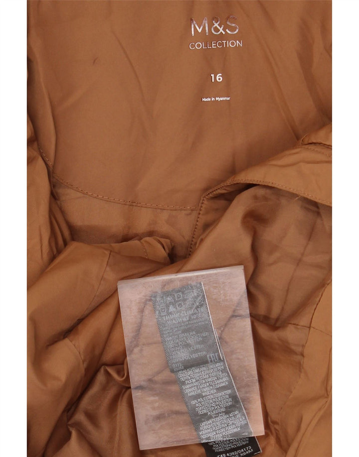 Casaco acolchoado feminino MARKS & SPENCER UK 16 grande poliéster marrom