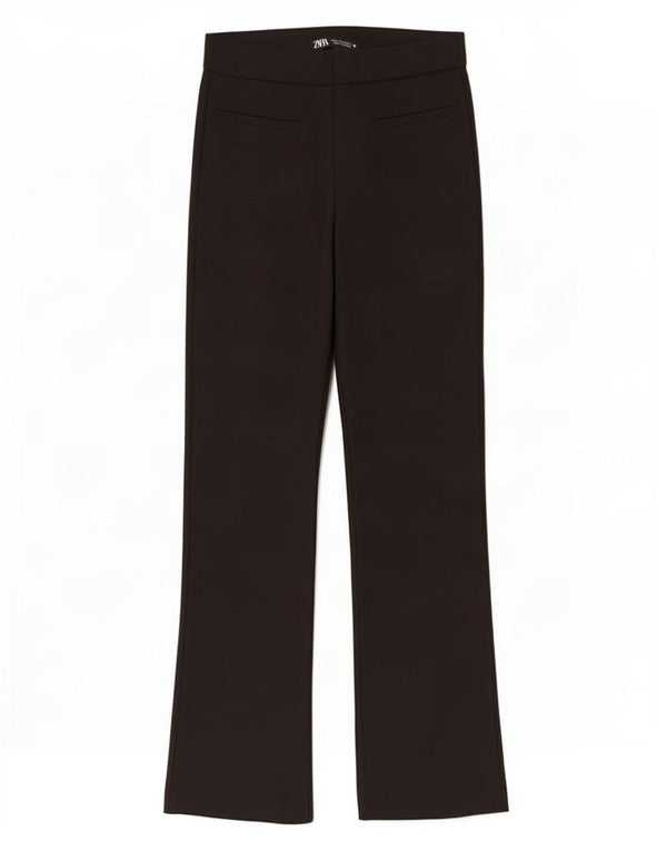 Calça feminina casual Zara Flare pequena W26 L26 preta
