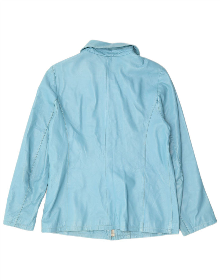Jaqueta de couro feminina VINTAGE UK 14 couro azul médio