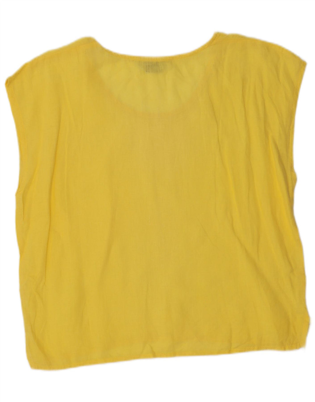 Blusa feminina sem mangas VINTAGE UK 18 XL linho amarelo